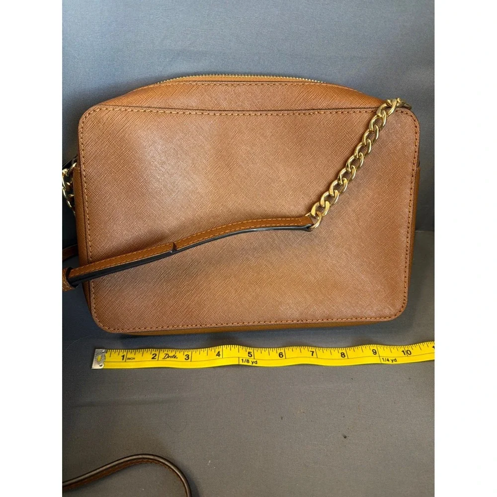 Michael Kors Jet Set East West Crossbody Bag Luggage Saffiano Leather Gold